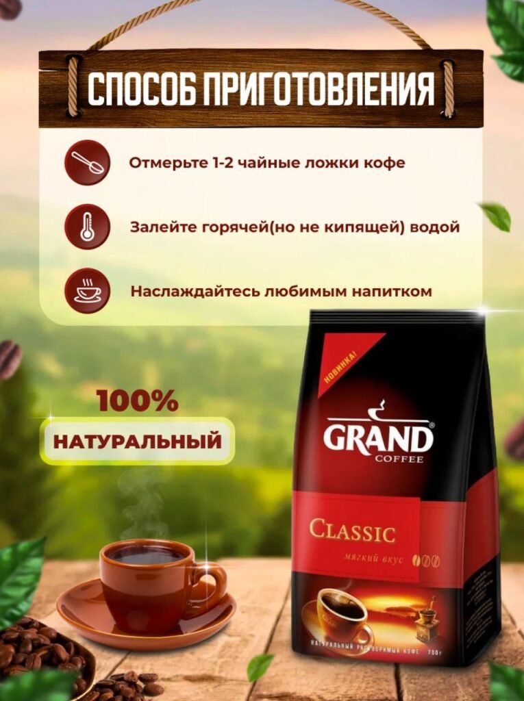 Grand coffee product card � preparation infographic