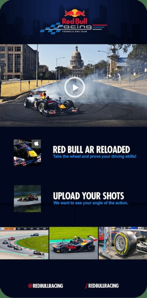 Red Bull Racing mobile experience and AR Reloaded